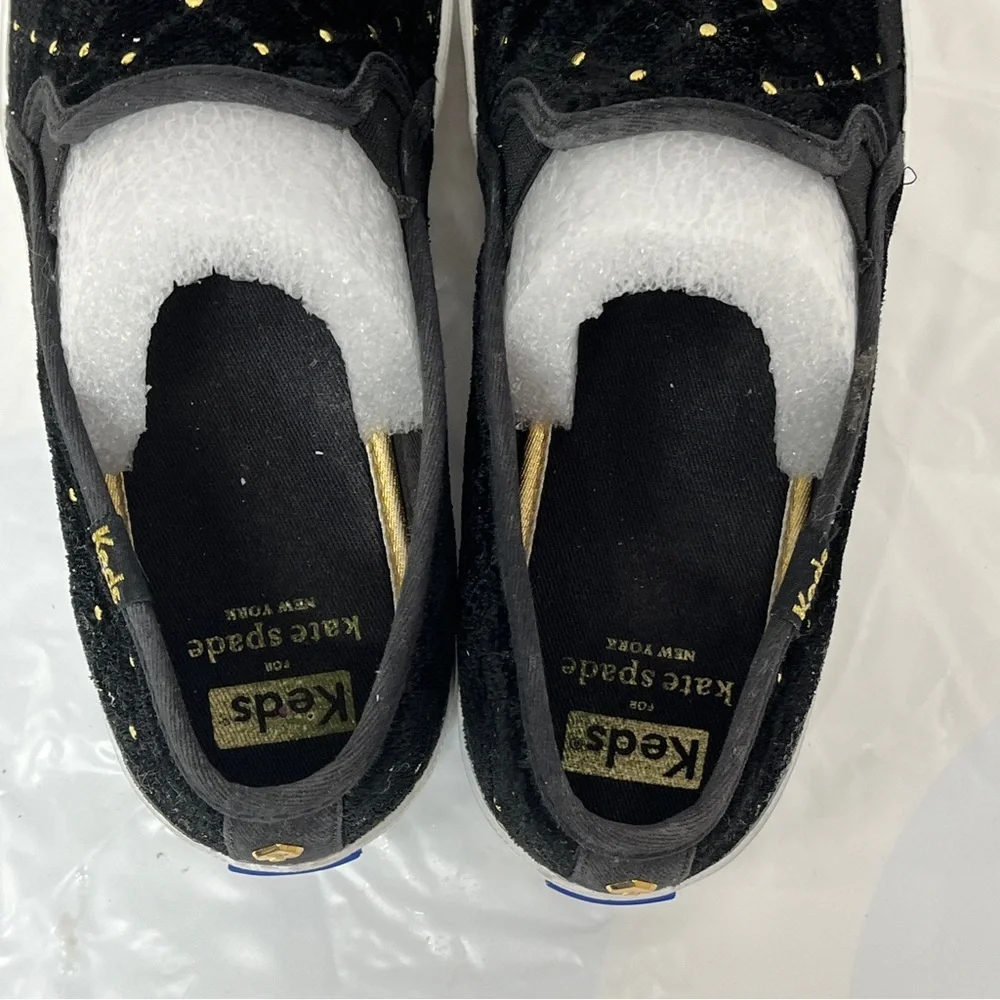KEDS KATE SPADE New York Black Sneakers Double Decker Quilted Velvet SZ 7.5 - Picture 9 of 16